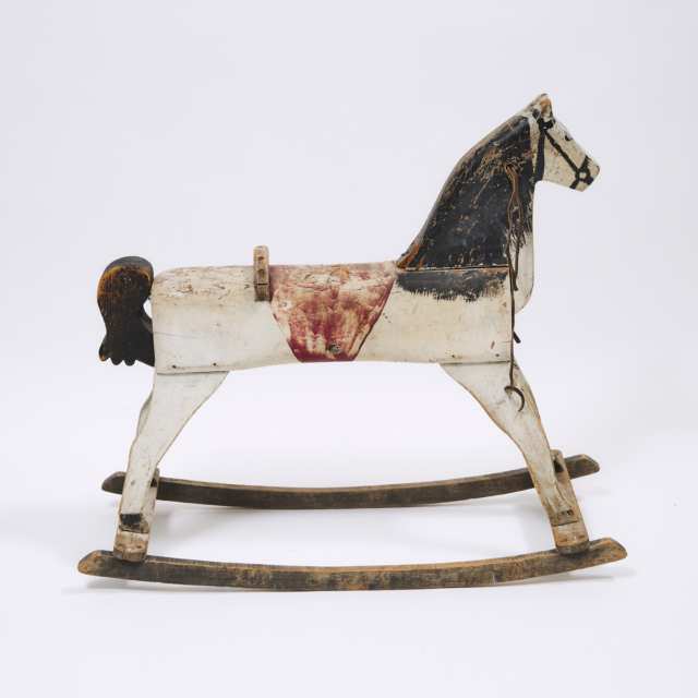 Canadian School Carved and Polychromed Wooden Rocking Horse, 20th century