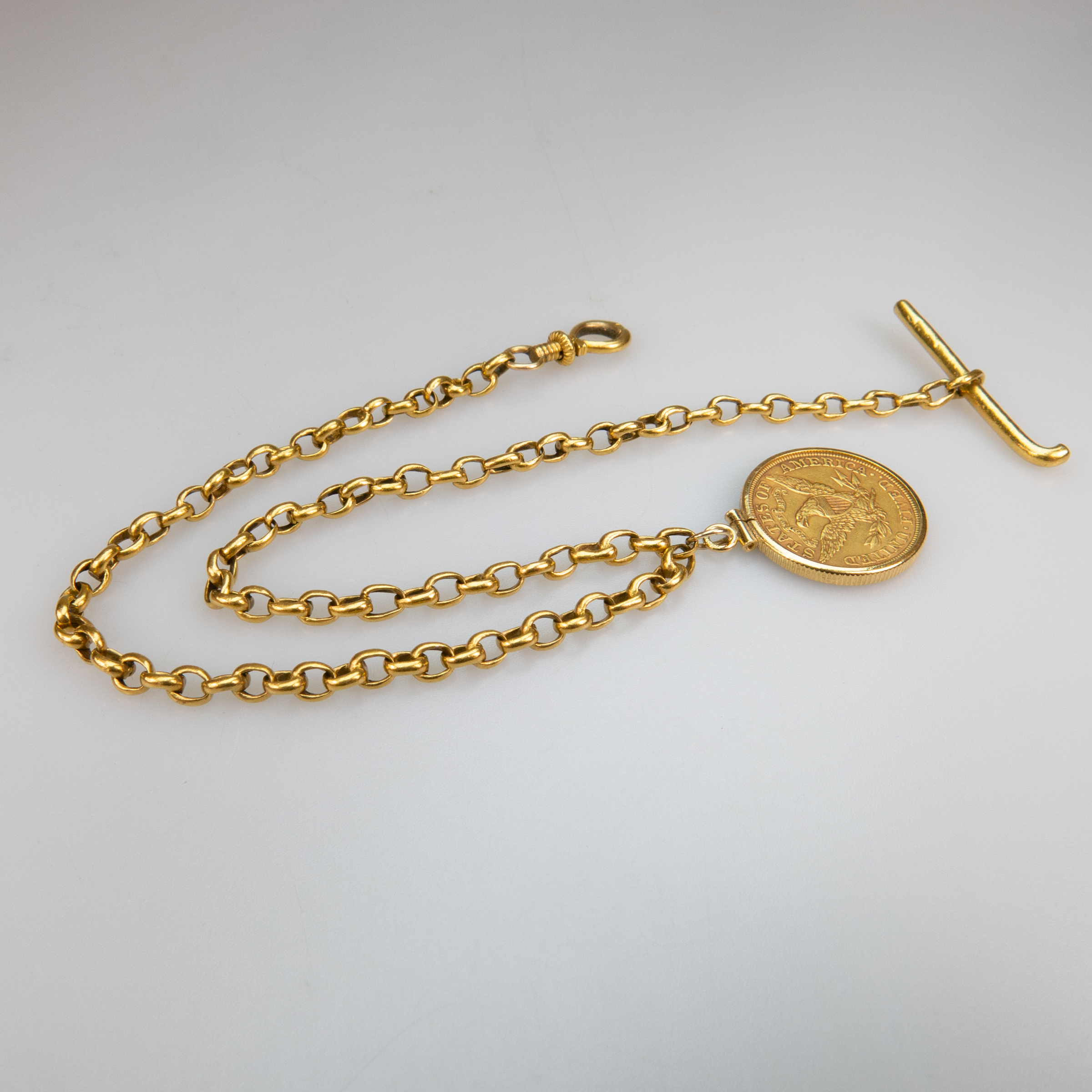 22k Yellow Gold Oval Link Watch Chain