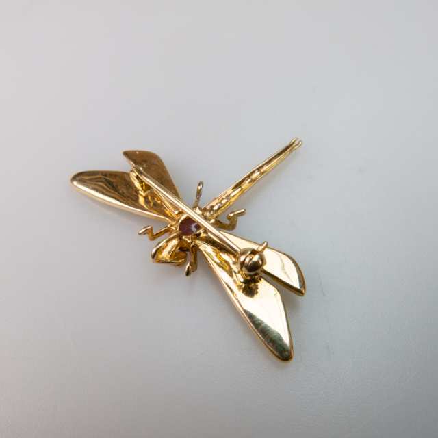 14k Yellow Gold Dragonfly Pin
