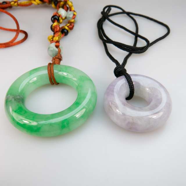 Two Circular Jade Pendants
