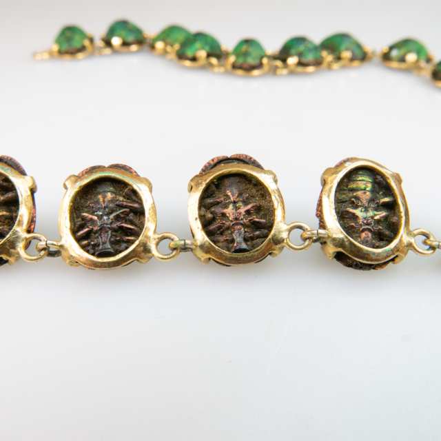 Gold Plated Brass And Scarab Beetle Necklace
