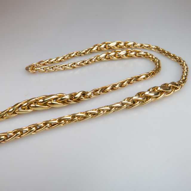 14k Yellow Gold Wheat Link Necklace