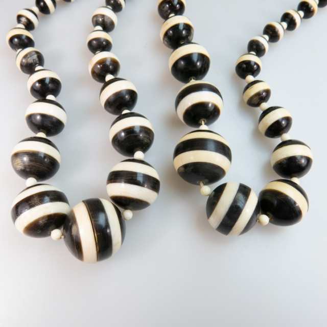 2 Ivory And Horn Graduated Bead Necklaces