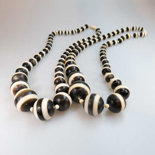 2 Ivory And Horn Graduated Bead Necklaces