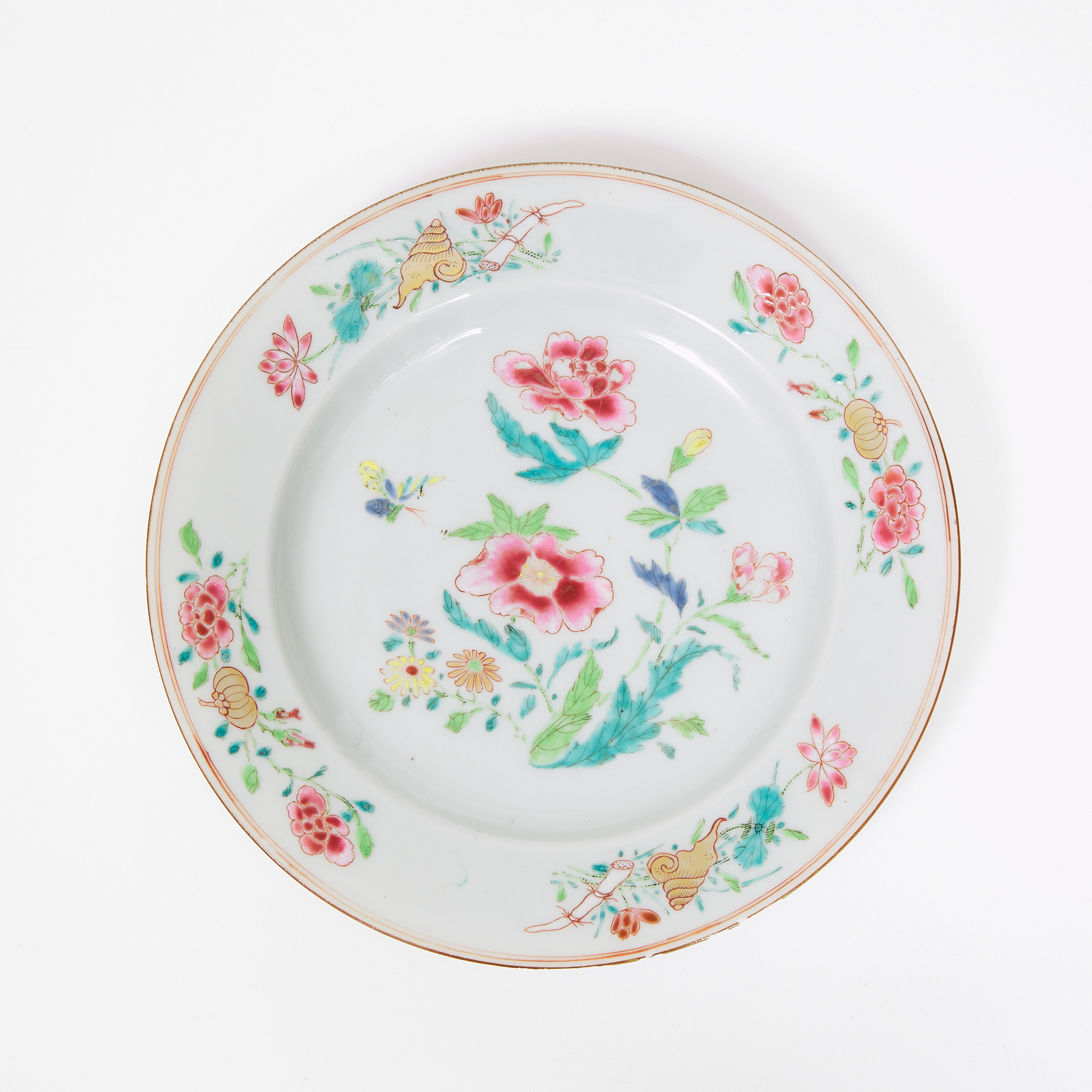 A Well-Painted Famille Rose Plate with Flowers, Yongzheng Period, 18th Century