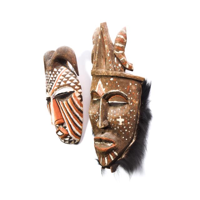 Two Kuba Masks, Democratic Republic of Congo, Central Africa, 20th century