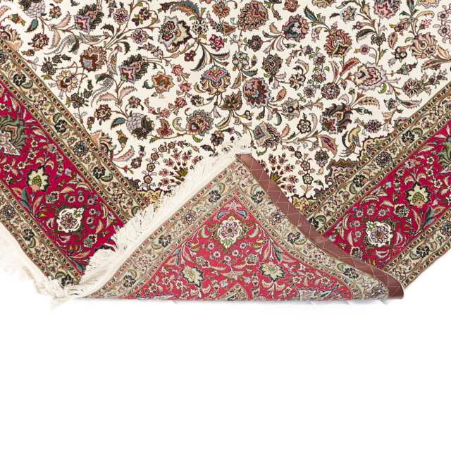 Tabriz Wool and Silk Carpet, Persian, c.1980