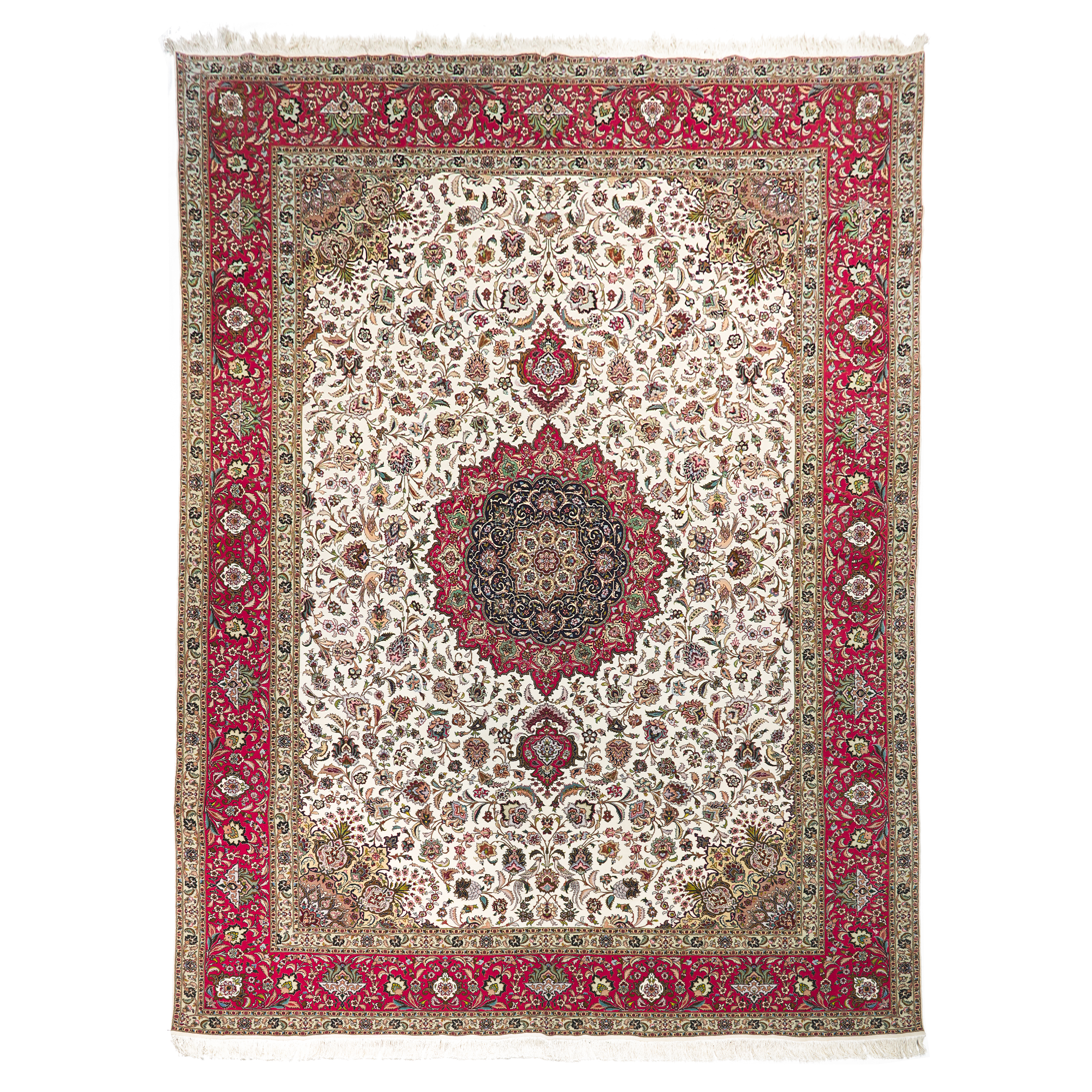 Tabriz Wool and Silk Carpet, Persian, c.1980