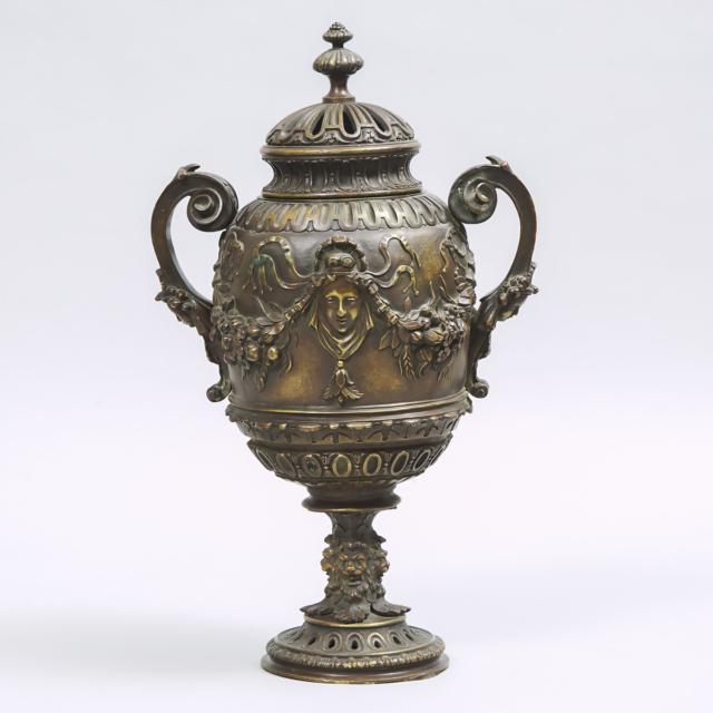 Large French Neoclassical Bronze Pot Pourri Urn, late 19th century