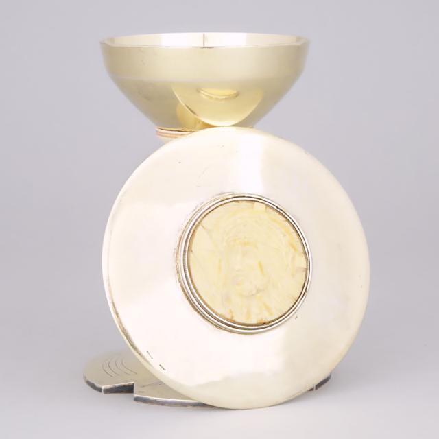 Canadian Silver Parcel-Gilt and Carved Ivory Chalice and Paten, Marcel Poirier, Montreal, Que., c.1954