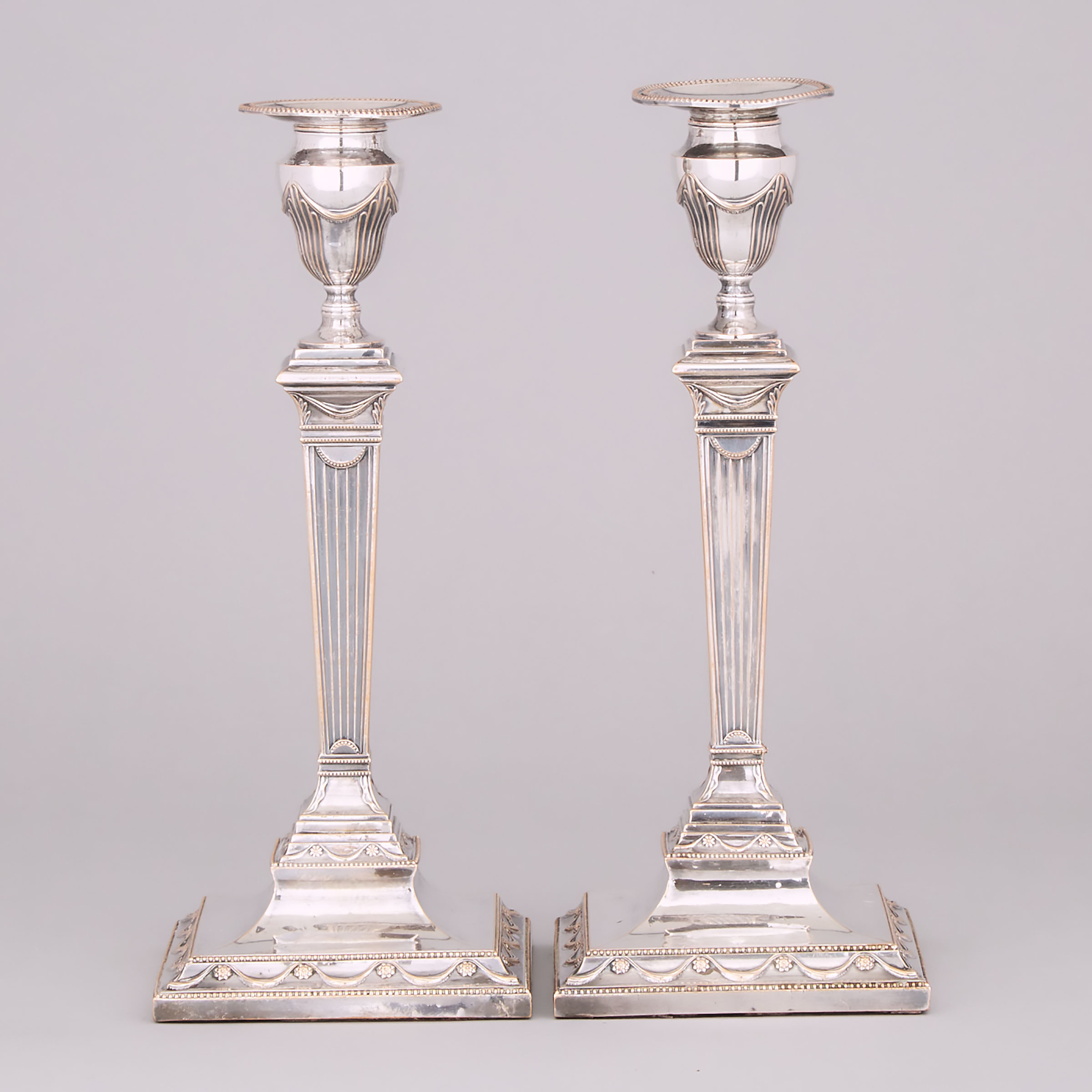 Pair of Old Sheffield Plate Table Candlesticks, c.1800