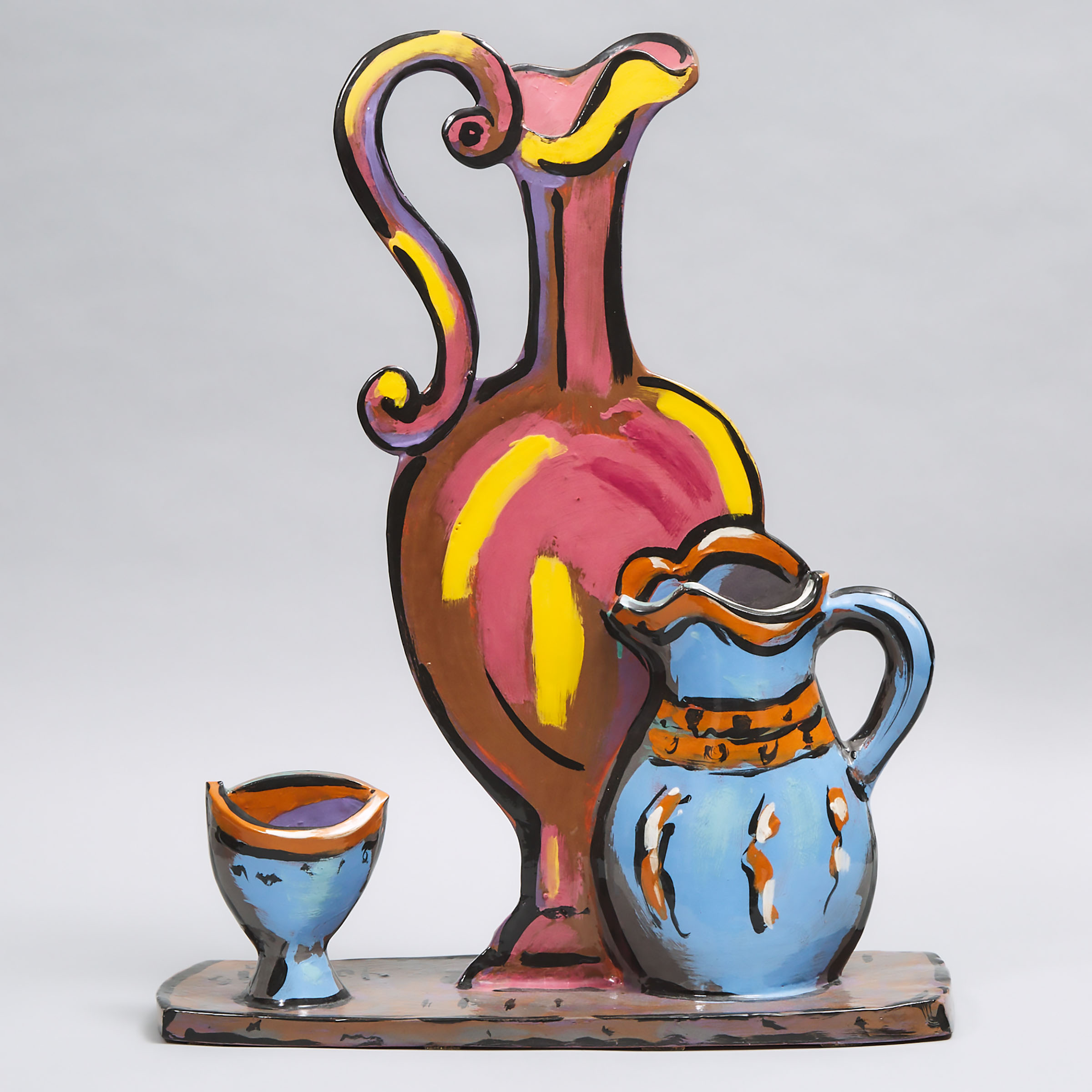 Kathryn Youngs (Canadian/American, b.1952), Pottery Sculpture with Three Vases, 1989
