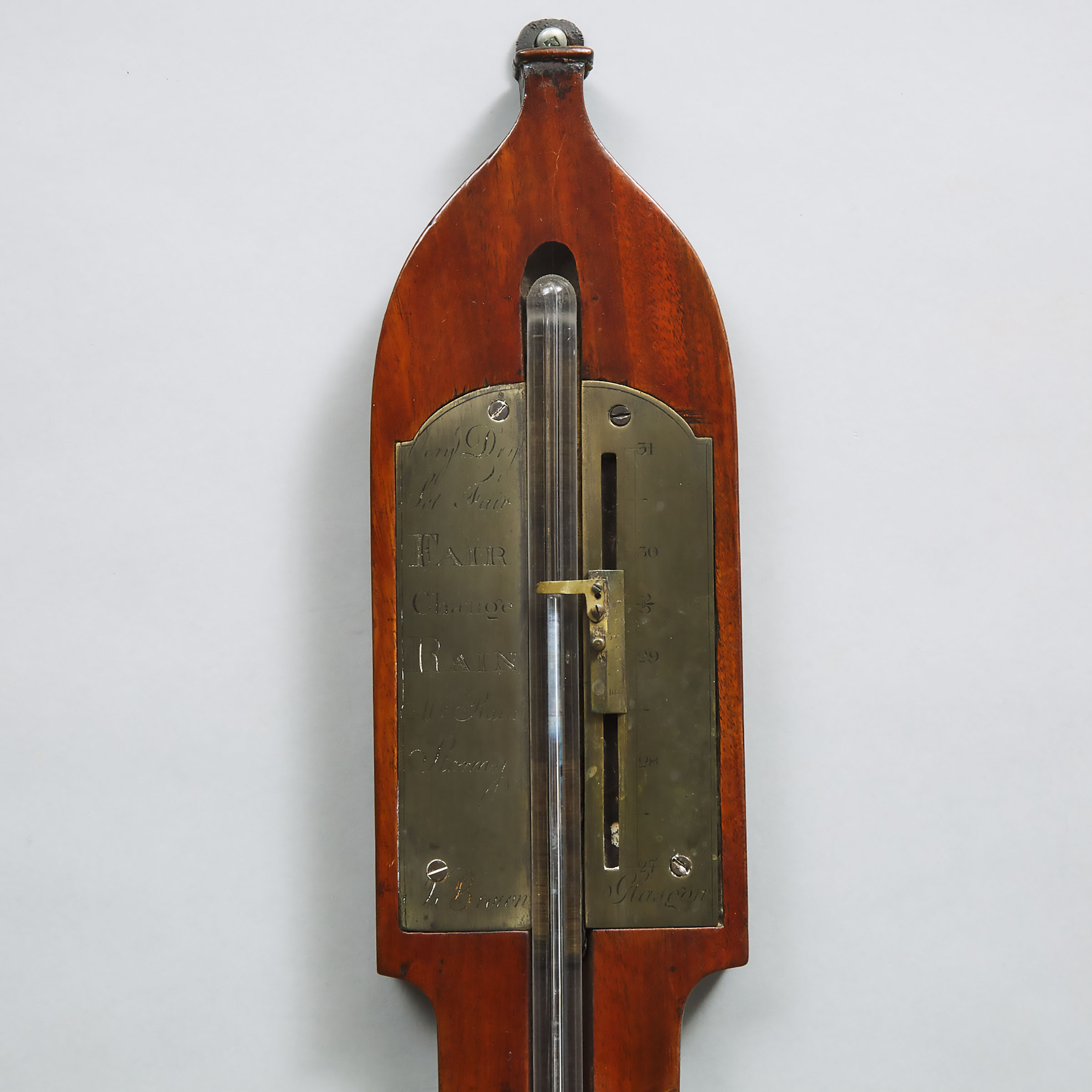 George III Scottish Mahogany Stick Barometer, J. Brown, Glasgow, late 18th/early 19th century