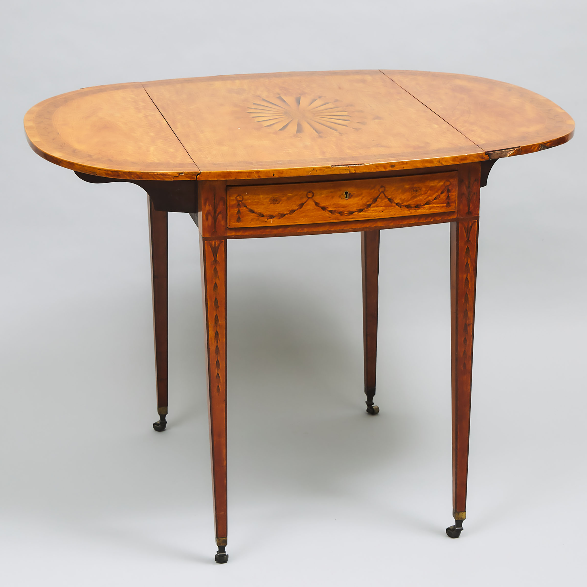 George III Adam Style Crossbanded and inlaid Satinwood Pembroke Table, c.1785
