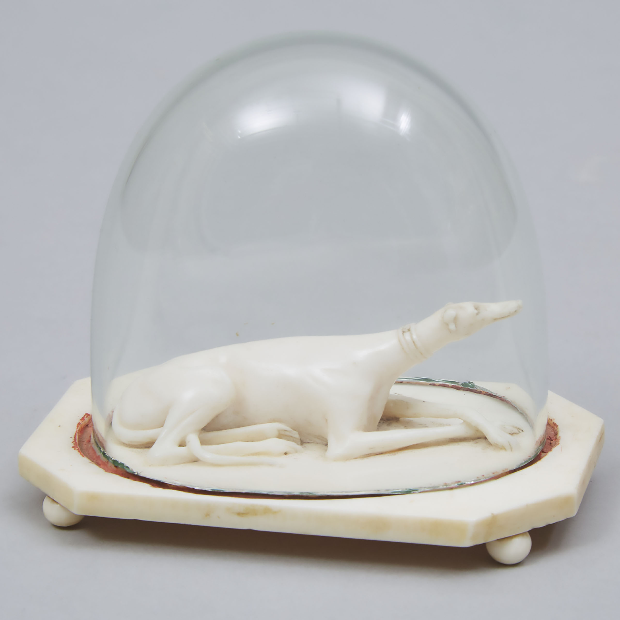 Miniature French Carved Ivory Model of a Greyhound, 19th century