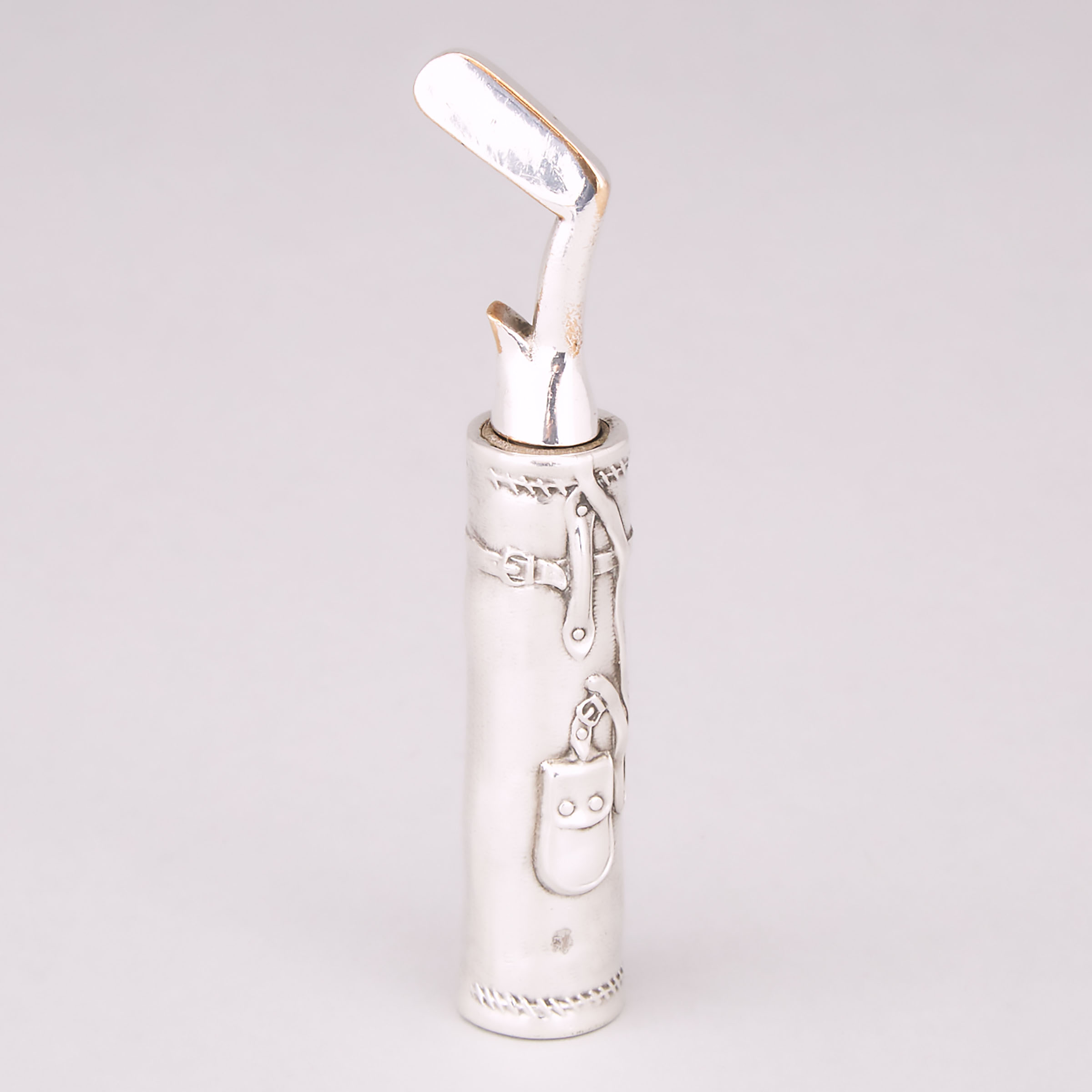 American Silver and Silver Plated Golf Bag Pocket Corkscrew, Roswell Blackinton & Co., North Attleboro, Mass., early 20th century