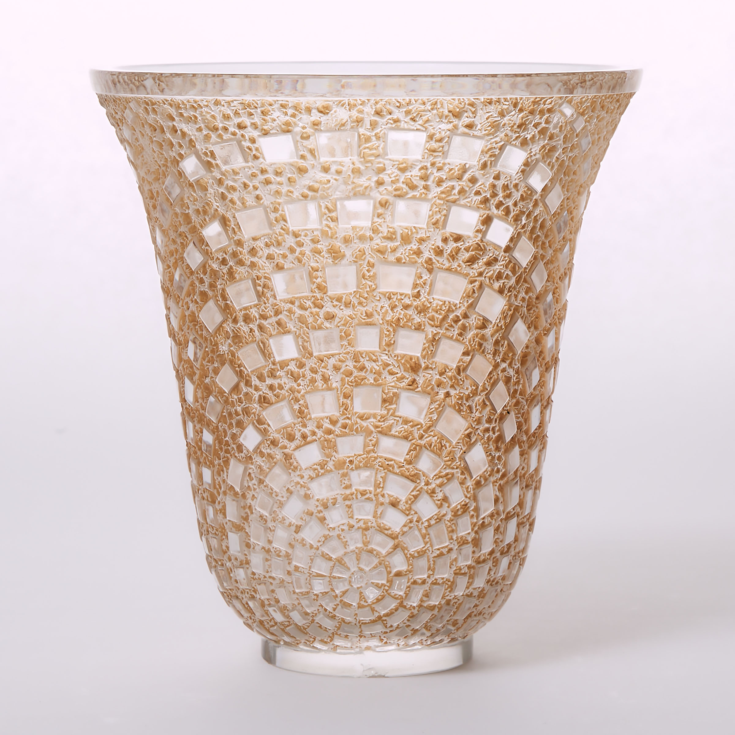'Damiers', Lalique Moulded and Frosted Glass Vase, 1930s
