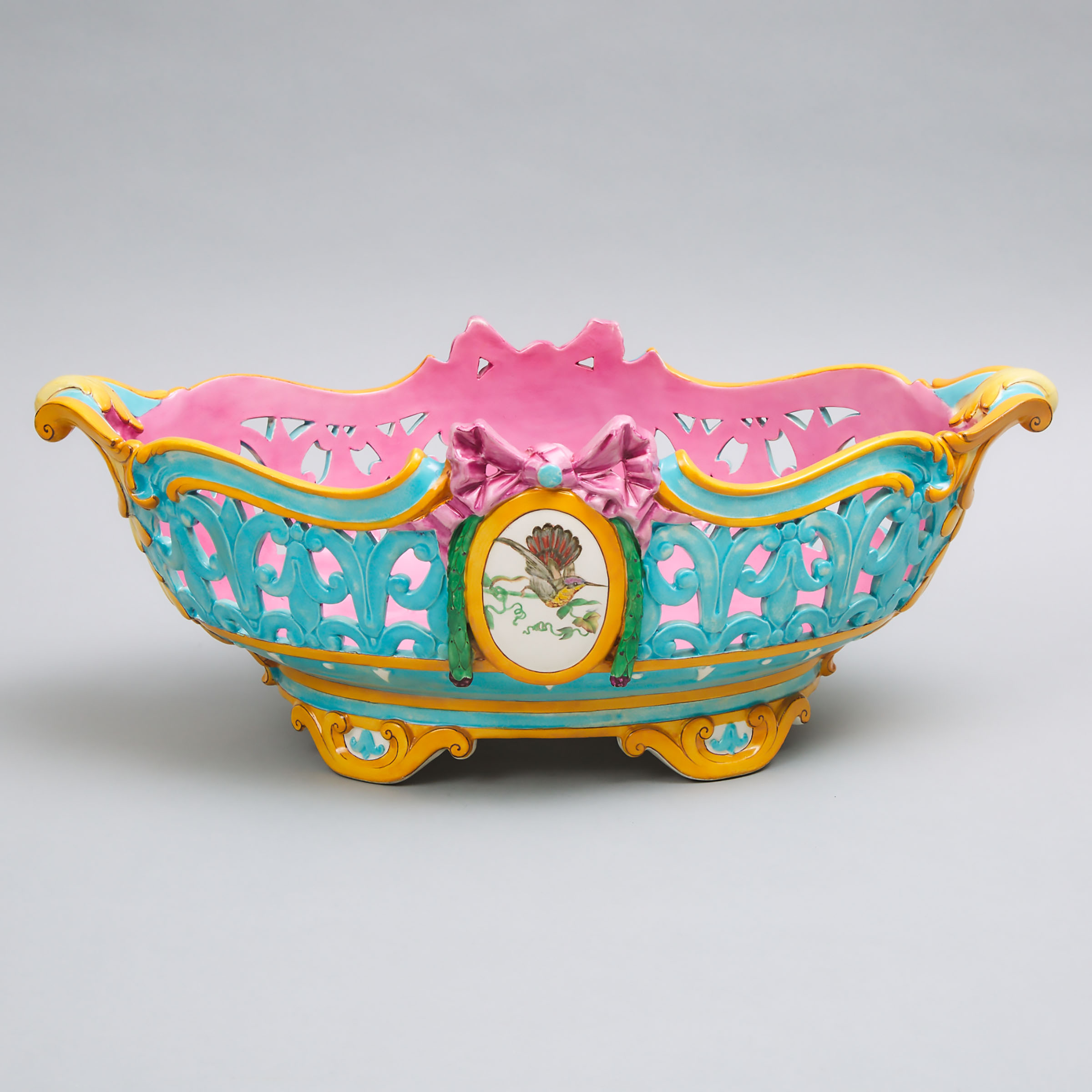 Wedgwood Reticulated Majolica Oval Centrepiece, 1872