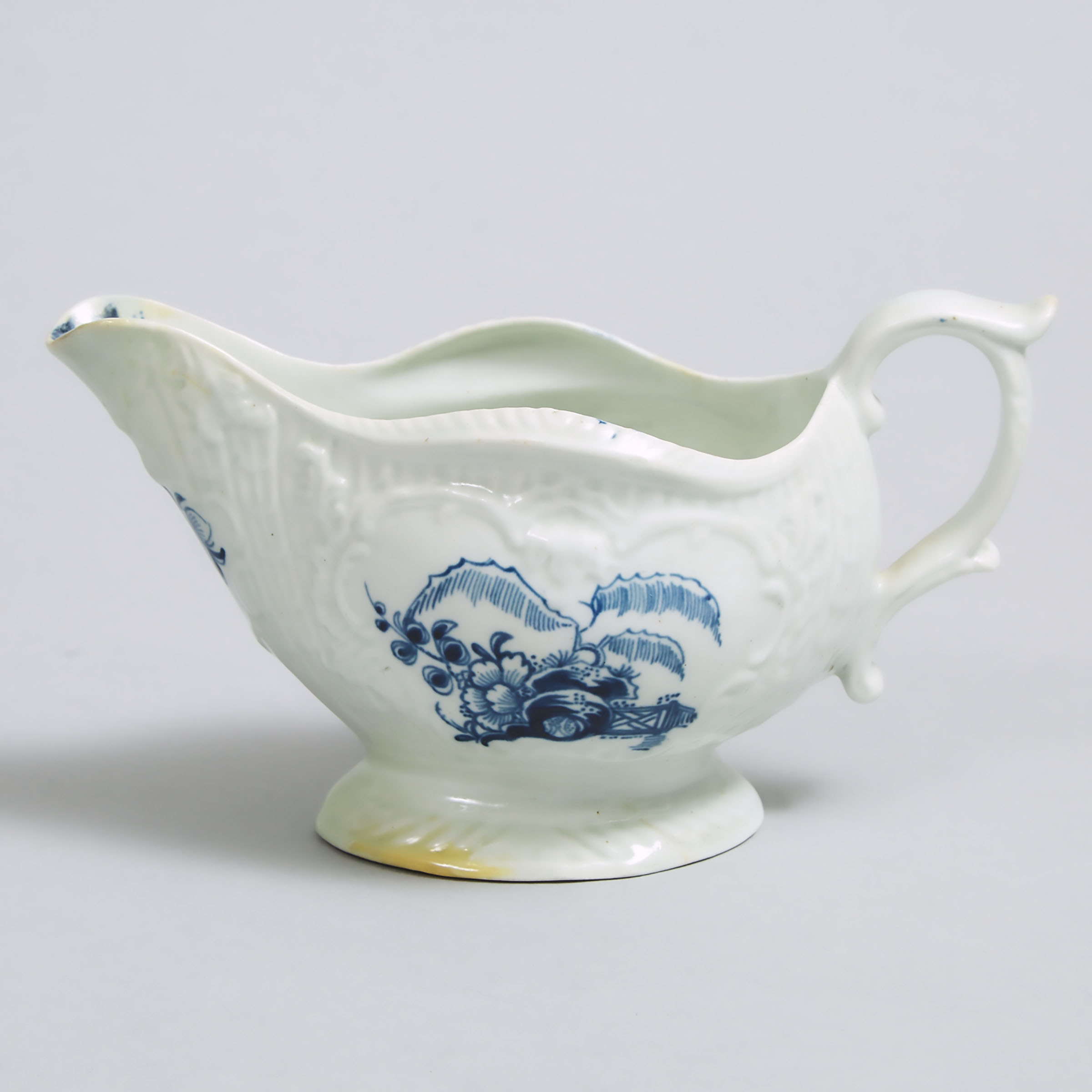 Christians Liverpool Blue and White Painted Sauce Boat, c.1775