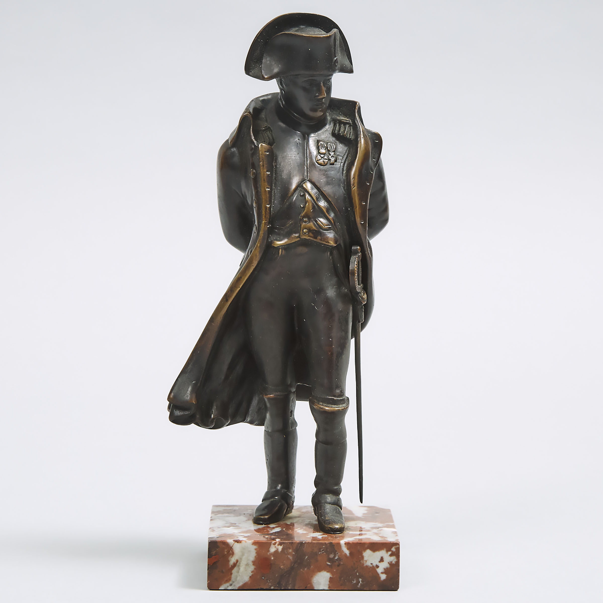 French School Patinated Bronze Figure of Napoleon, 19th century