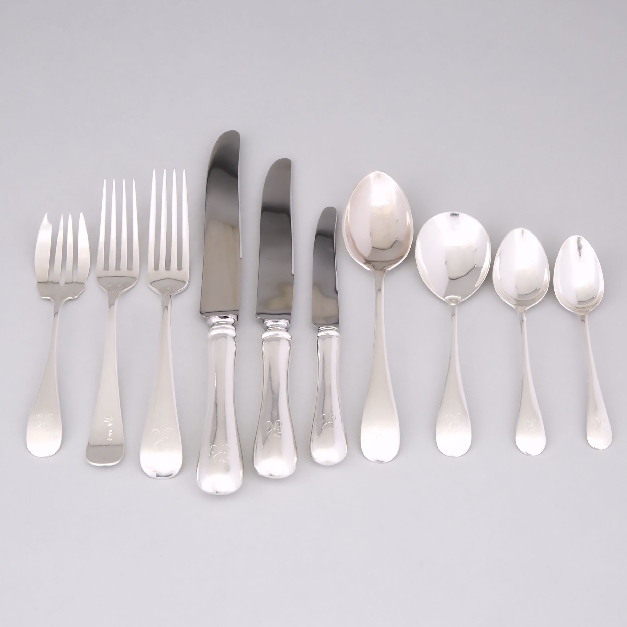 Canadian Silver Old English Pattern Flatware Service, Roden Brothers, Toronto, Ont., early 20th century