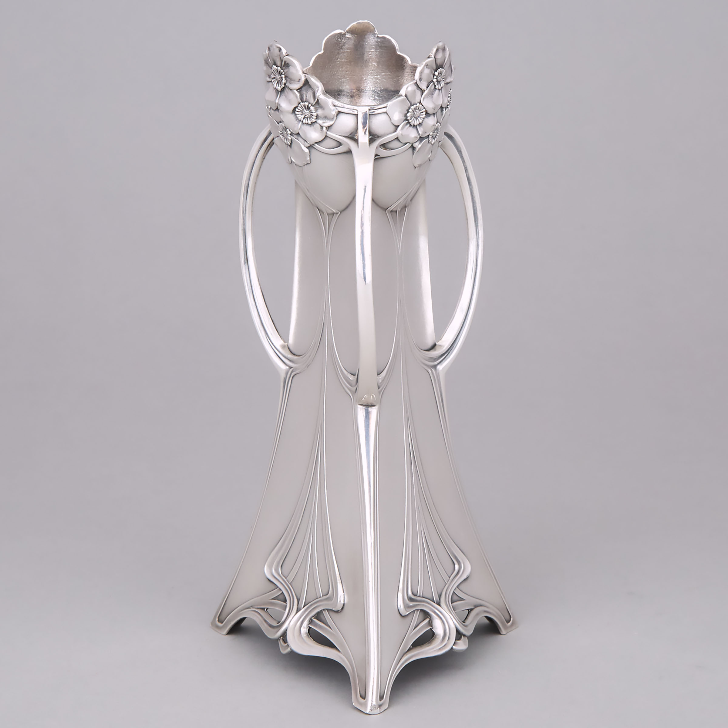 German Art Nouveau Silver Plated Vase, Württembergische Metallwarenfabrik (WMF), early 20th century