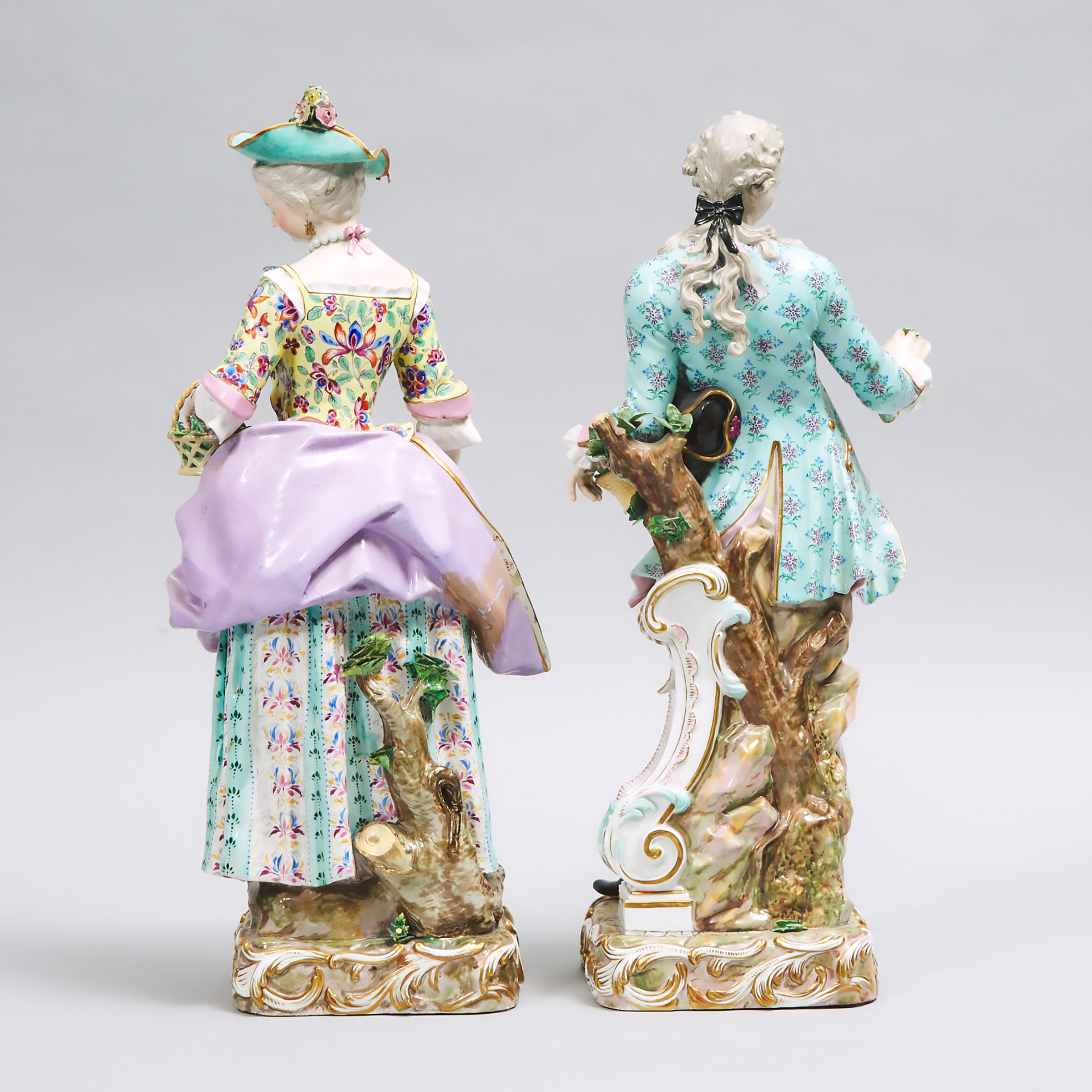 Pair of Meissen Large Figures of a Lady and Gentleman, late 19th century