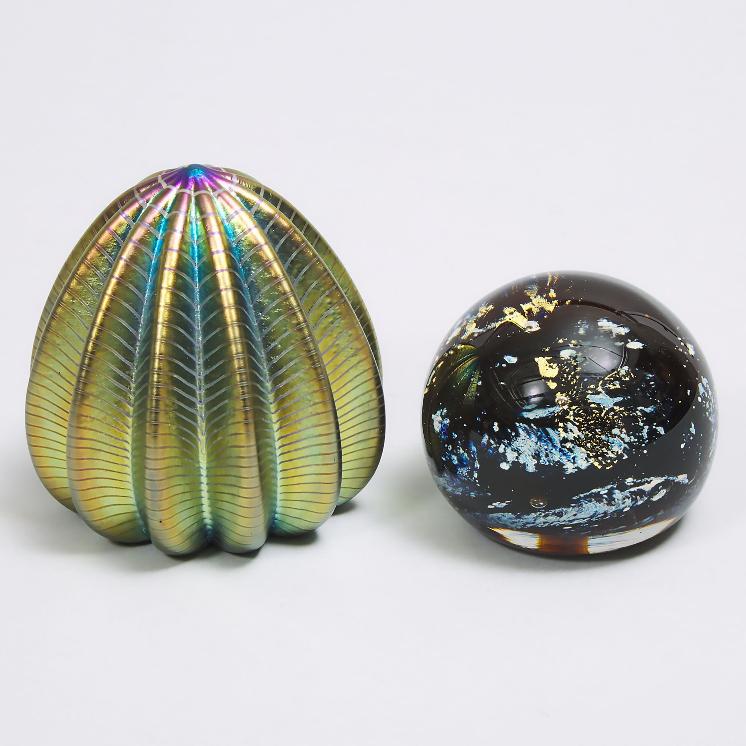 Two Glass Paperweights, Toan Klein (American/Canadian, b.1949) and Robert Held (American/Canadian, b.1943), late 20th century
