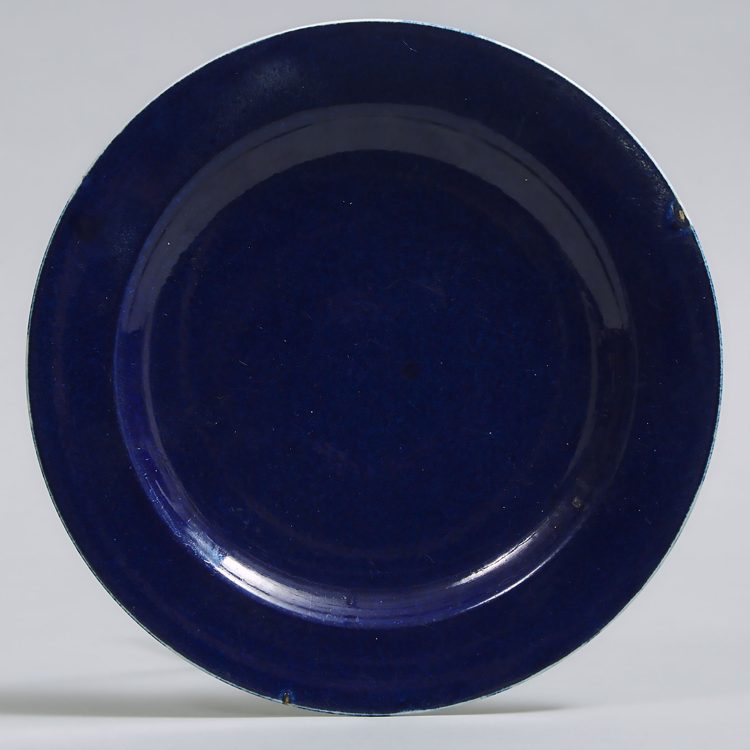 Lowestoft Plain Powder Blue Plate, c.1770