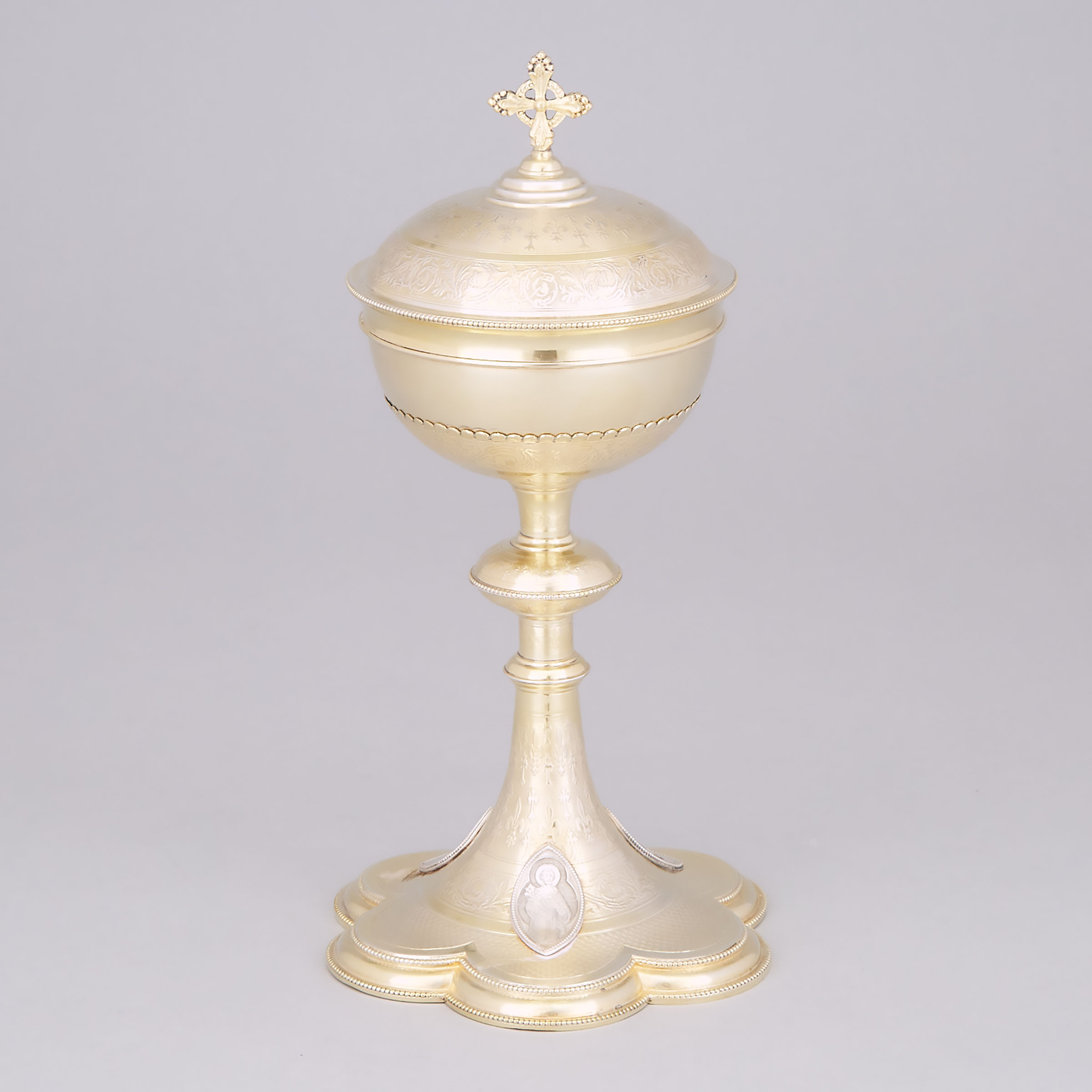 French Silver-Gilt and Plated Ciborium, early 20th century