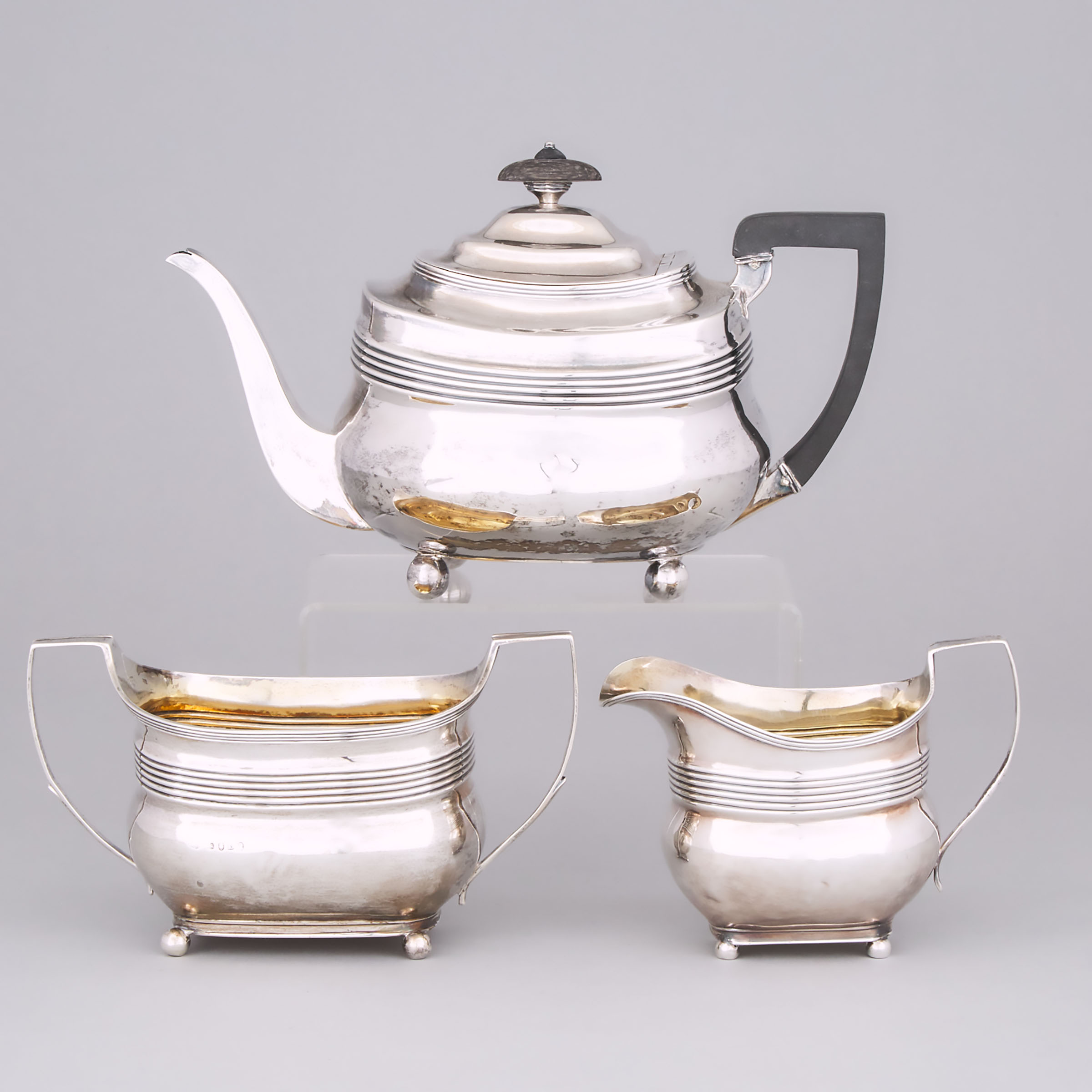 George III Silver Assembled Tea Service, Alice & George Burrows and Thomas Robins, London, 1806