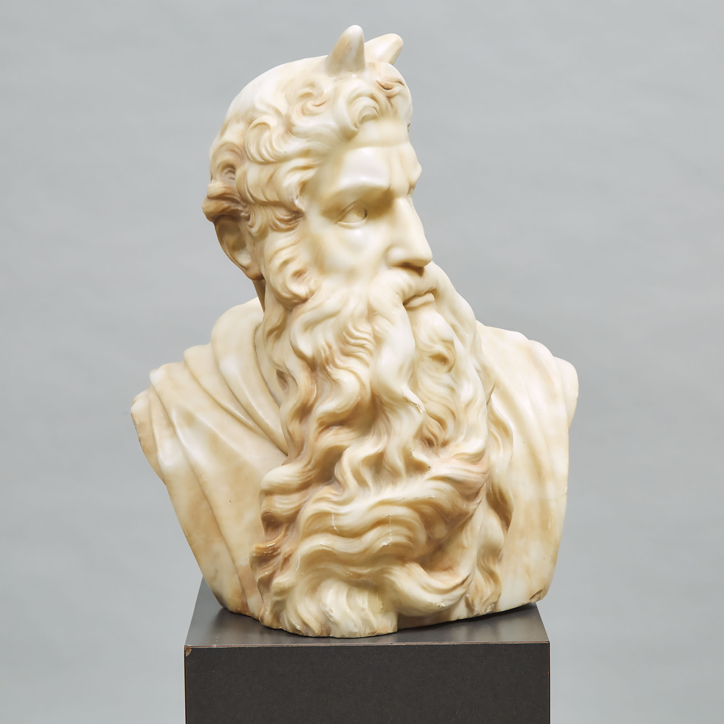 Italian White Marble Bust of Moses after Michaelangelo, 19th century