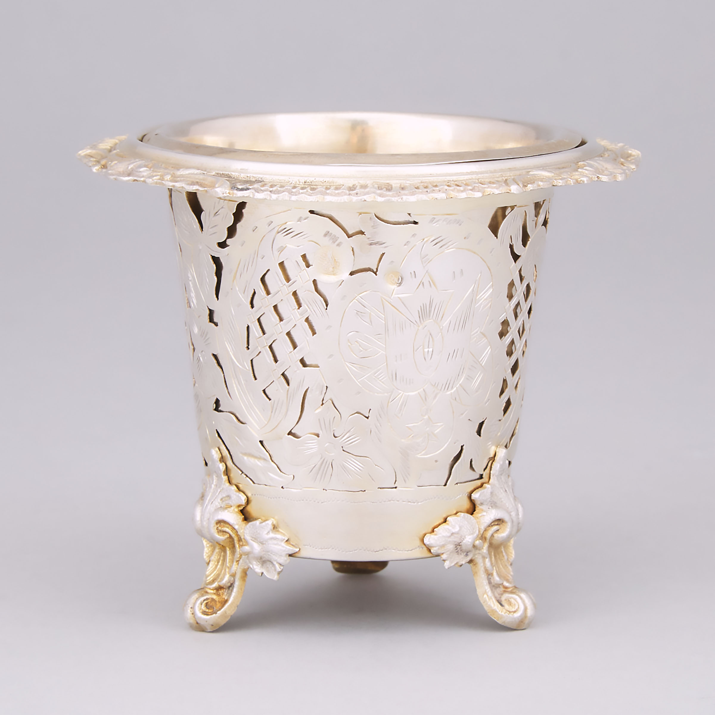 Turkish Silver-Gilt Pierced Vase, 19th century