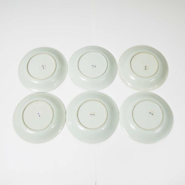A Set of Six 'Leaping Boy' Pattern Saucer Dishes from the Nanking Cargo, Qianlong Period, Circa 1750