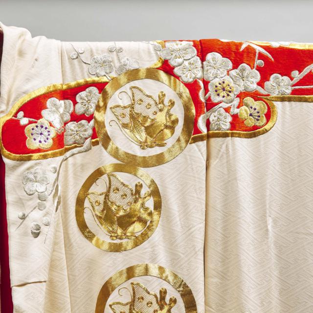 A Gold and Silver Embroidered White Silk Wedding Kimono, Late Meiji-Showa Period, 20th Century