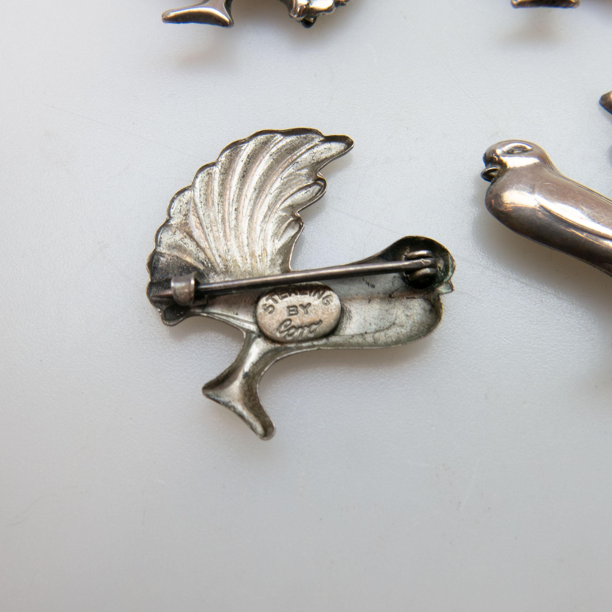 Set Of 6 Coro Sterling Silver Bird Pins