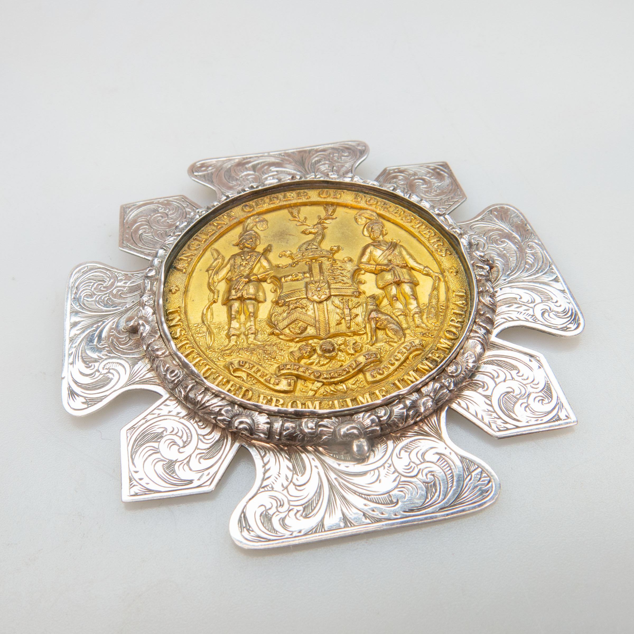 Large English Silver Fraternity Medallion