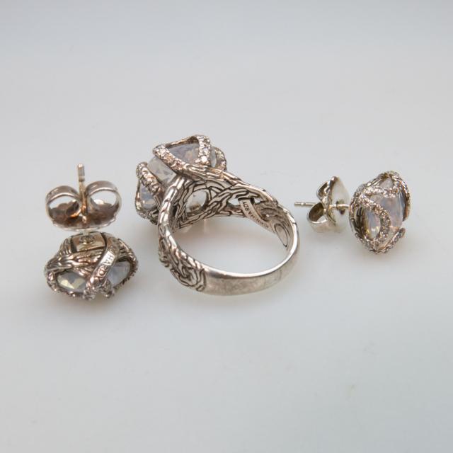 John Hardy Sterling Silver Ring And Stud-Back Earrings