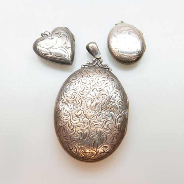 7 Various Silver Pendants And Lockets