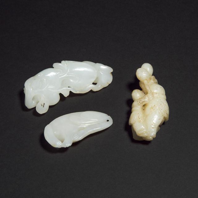A Group of Three White Jade Carvings
