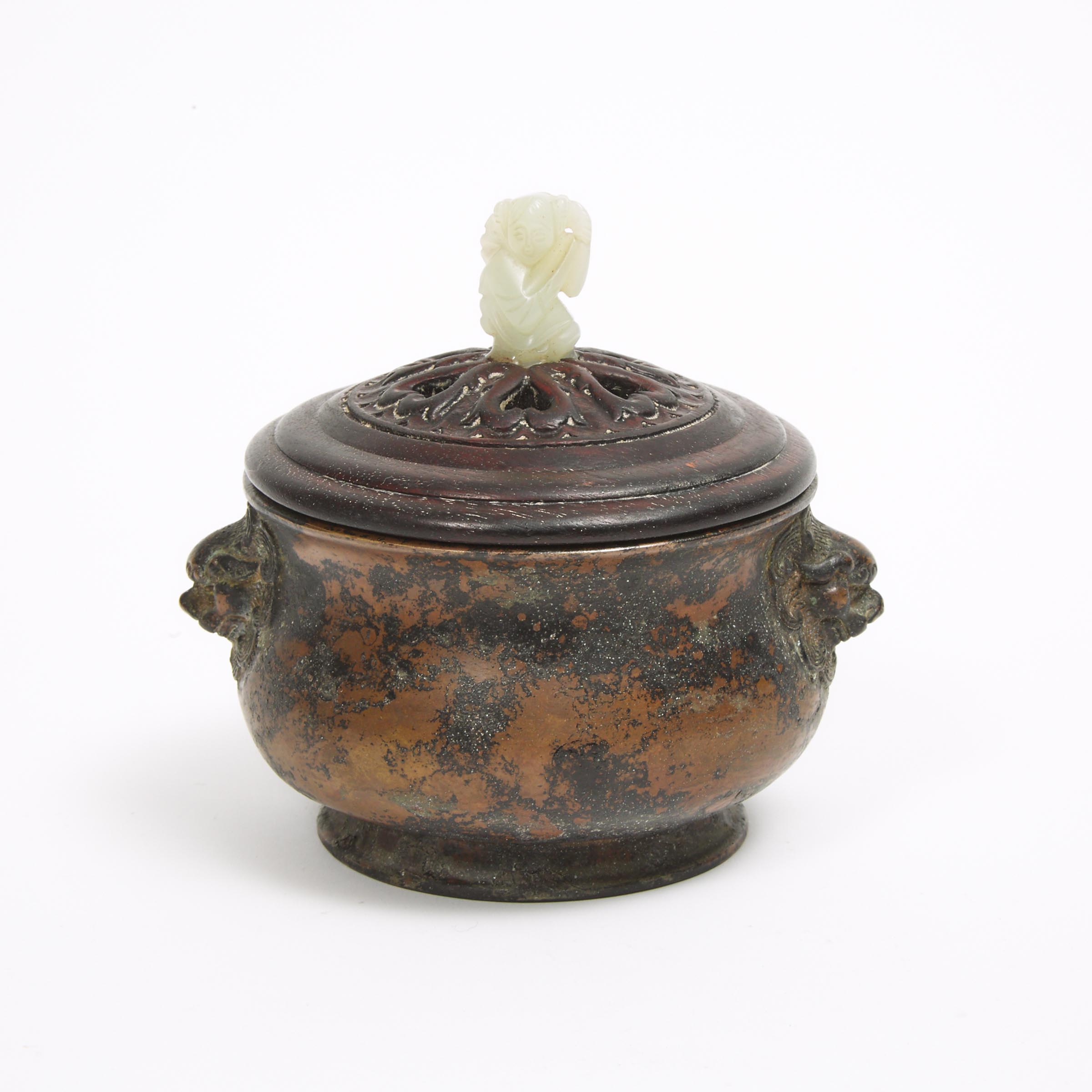 A Bronze Double-Ear Censer and Cover, Bao Yue Ju Mark