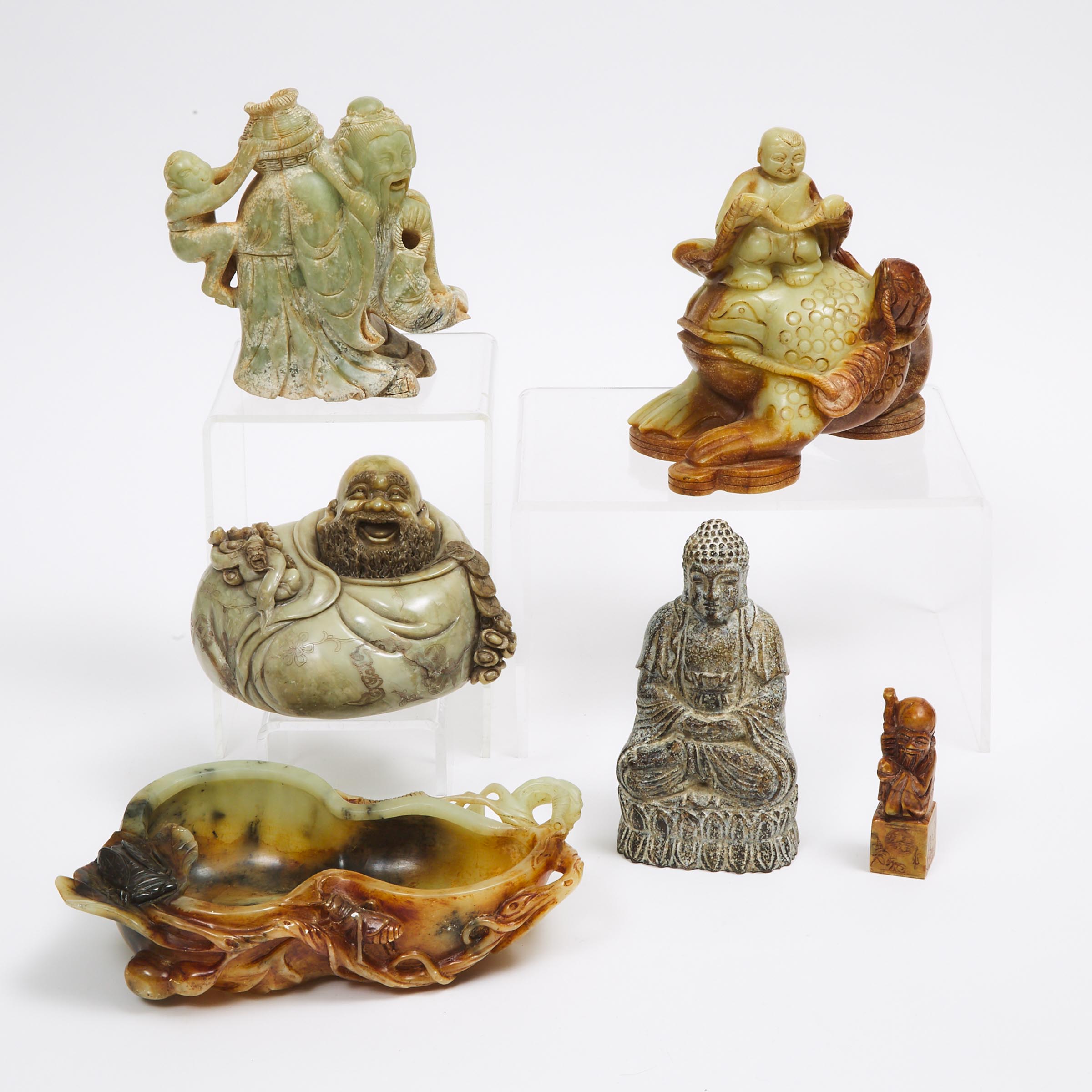 A Group of Six Chinese Hardstone Carvings