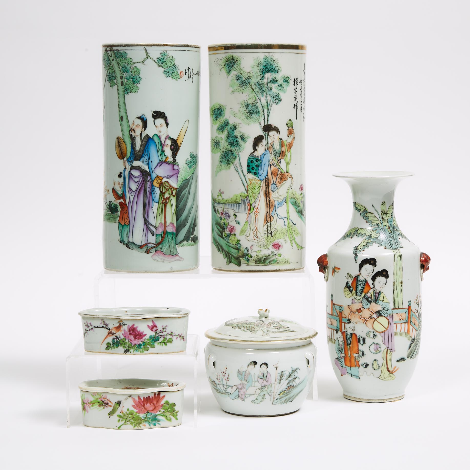 A Group of Six Enameled Porcelain Wares, Republican Period