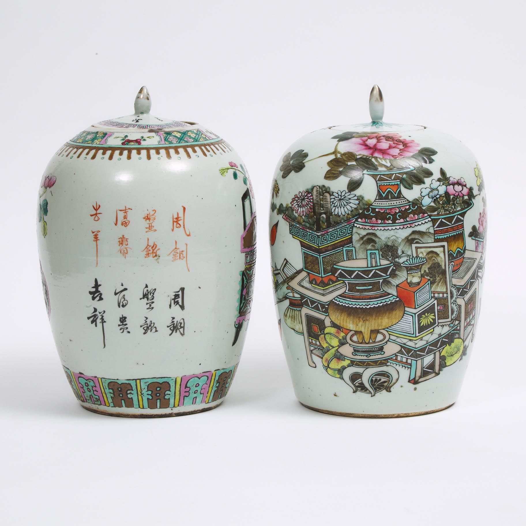 Two 'Hundred Antiques' Lidded Ginger Jars, Republican Period