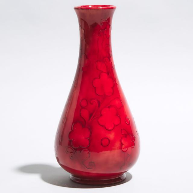 Moorcroft Flambé Stylised Floral Vase, 1930s