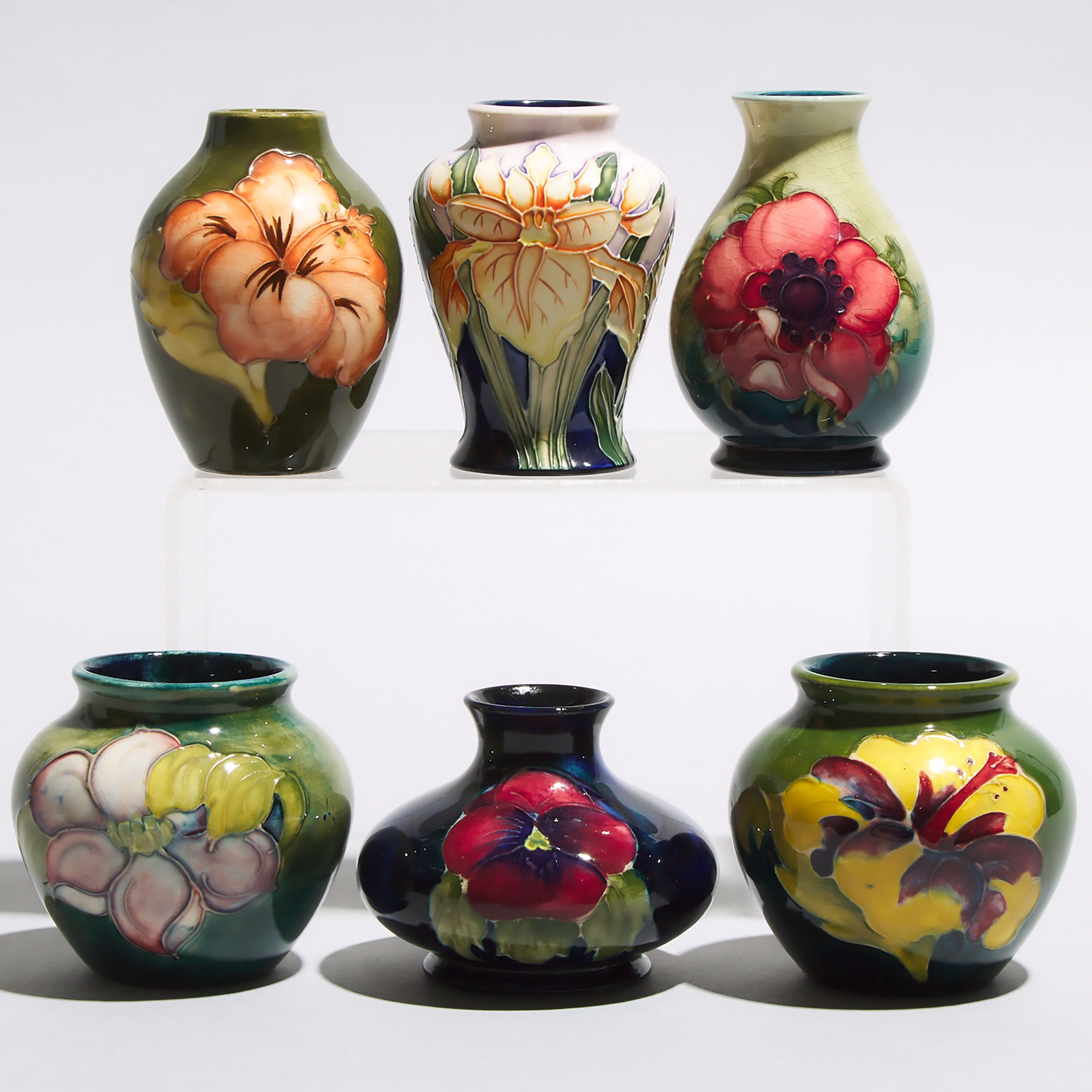 Six Various Small Moorcroft Vases, 20th century