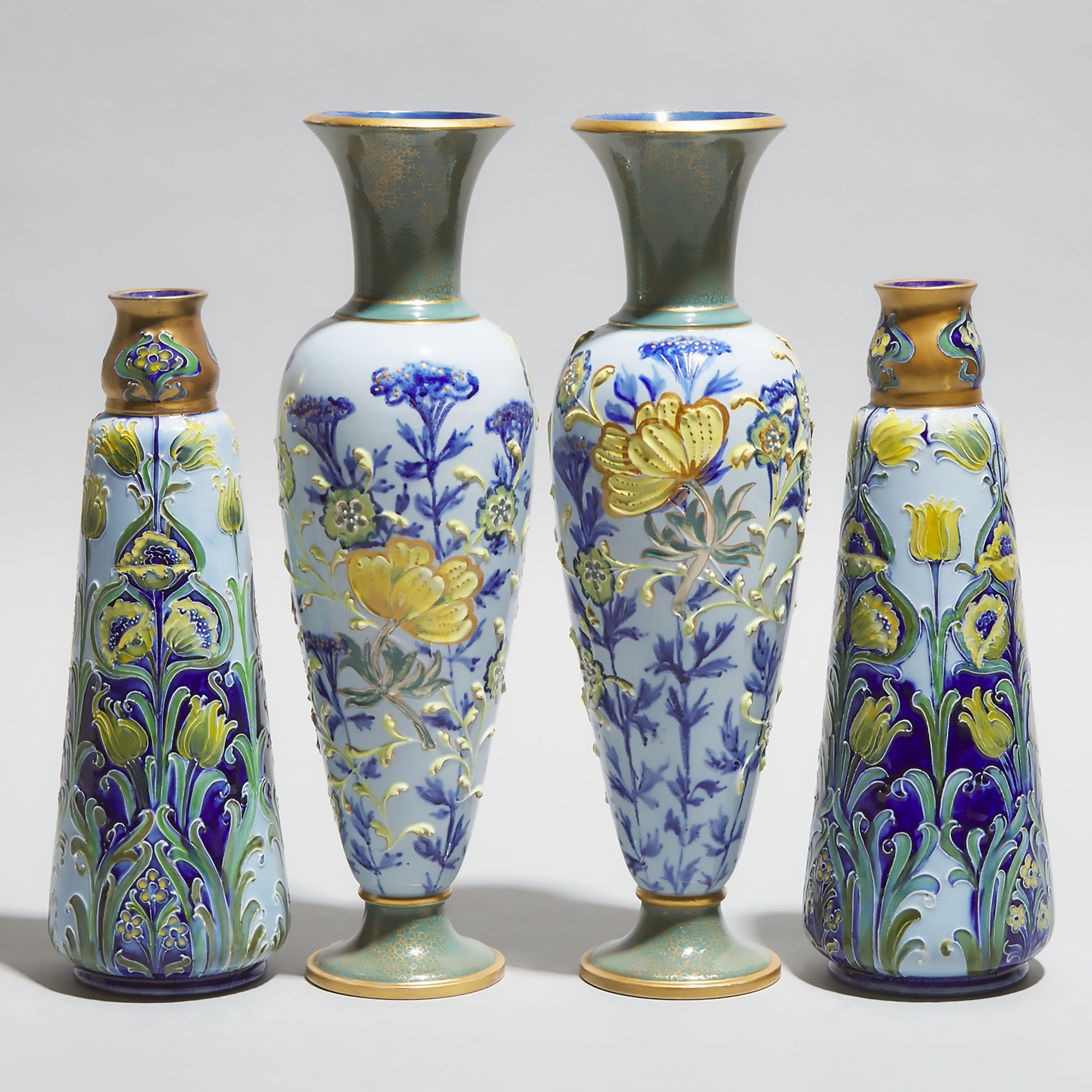 Pair of Macintyre Moorcroft Florian Vases and Another Pair, c.1900
