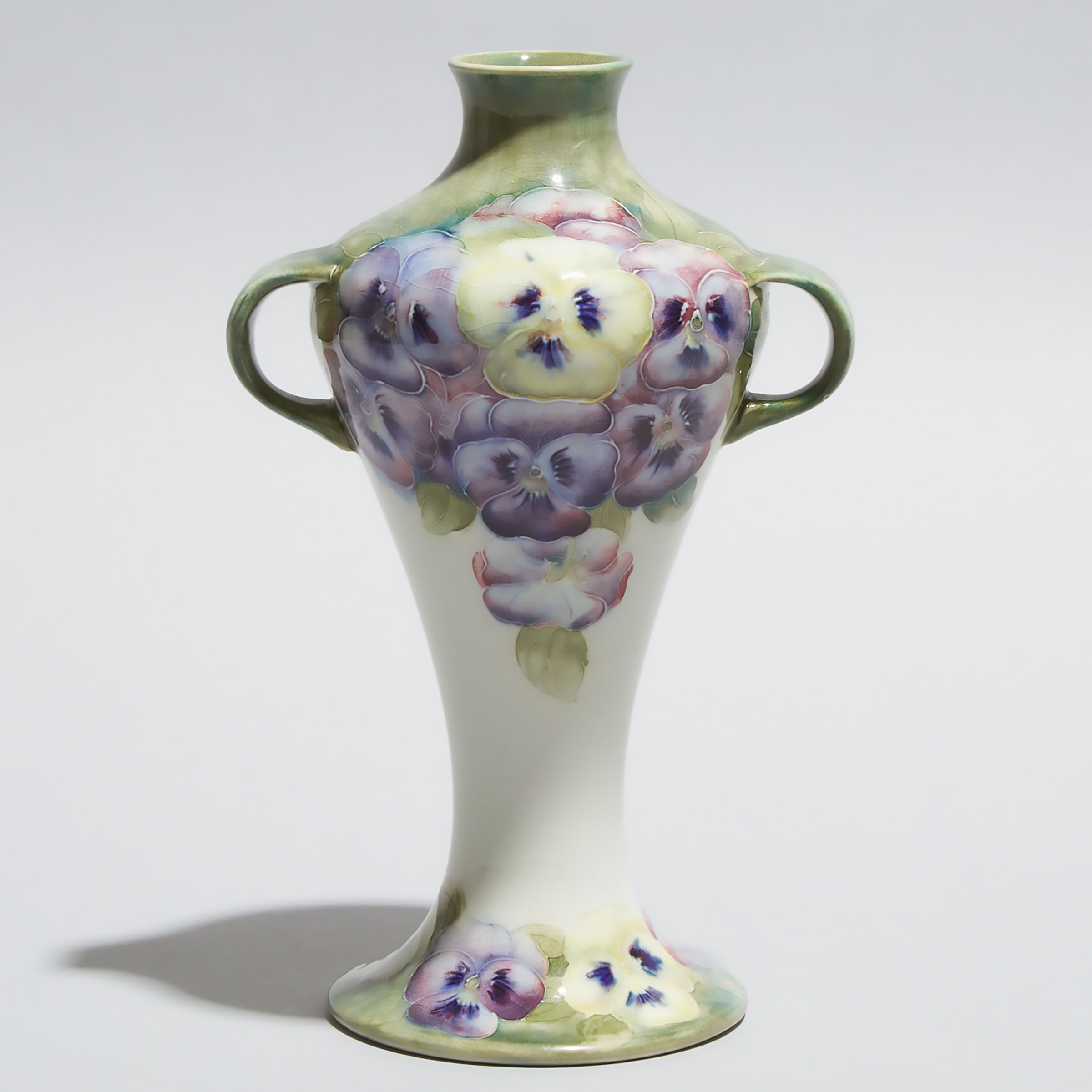 Macintyre Moorcroft Two-Handled Pansy Vase, T. F. Lumb & Co., Bradford, c.1910