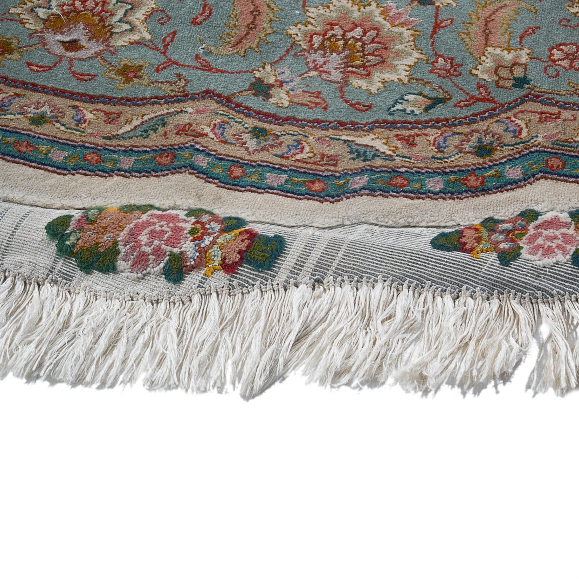 Fine Tabriz Part Silk Circular Rug, Persian, late 20th century