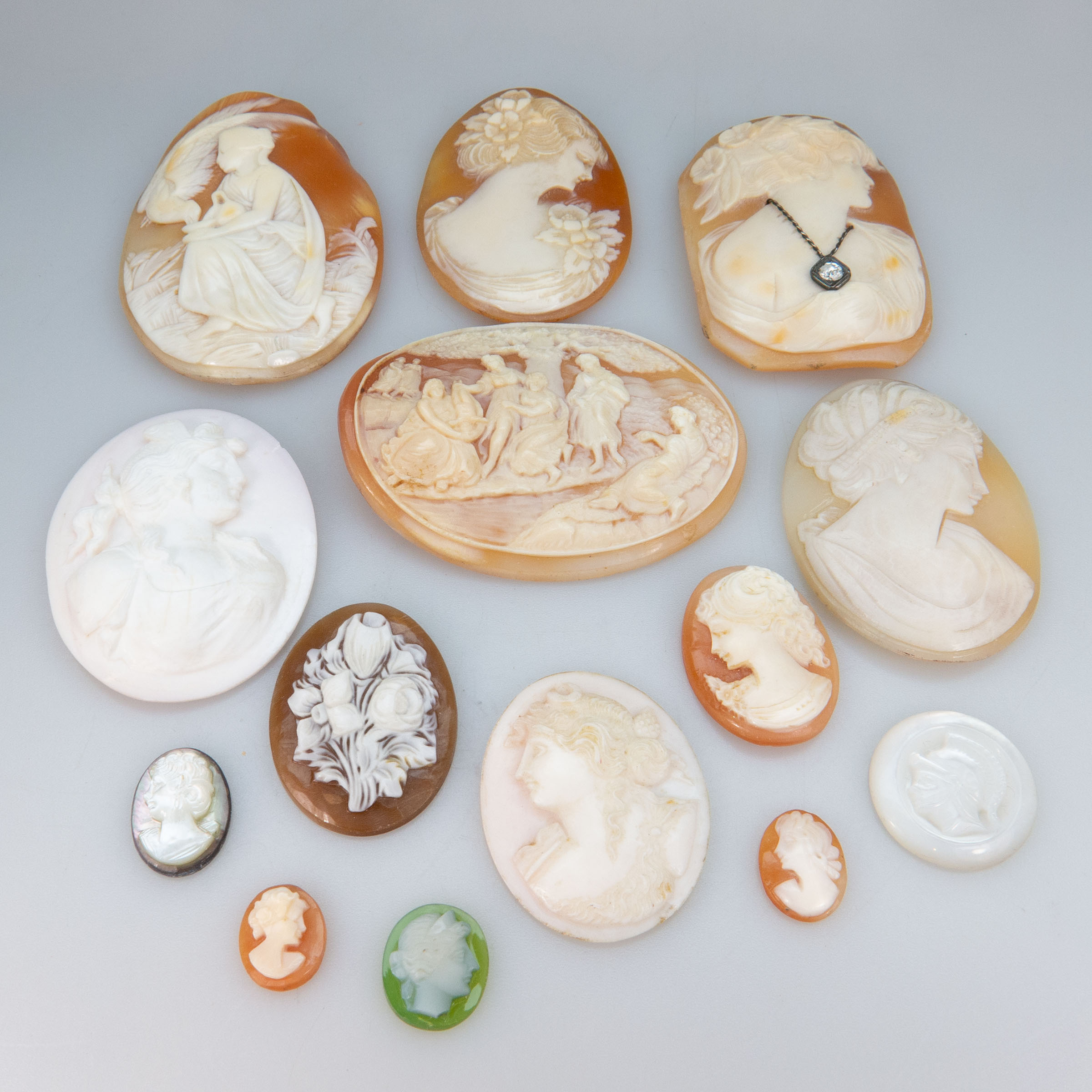 15 Various Unmounted Carved Shell Cameos